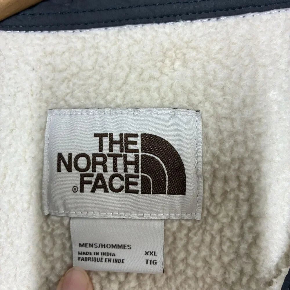 The North Face Jacket Mens 2XL Gray Plaid Sherpa Lined Flannel Shirt Jacket